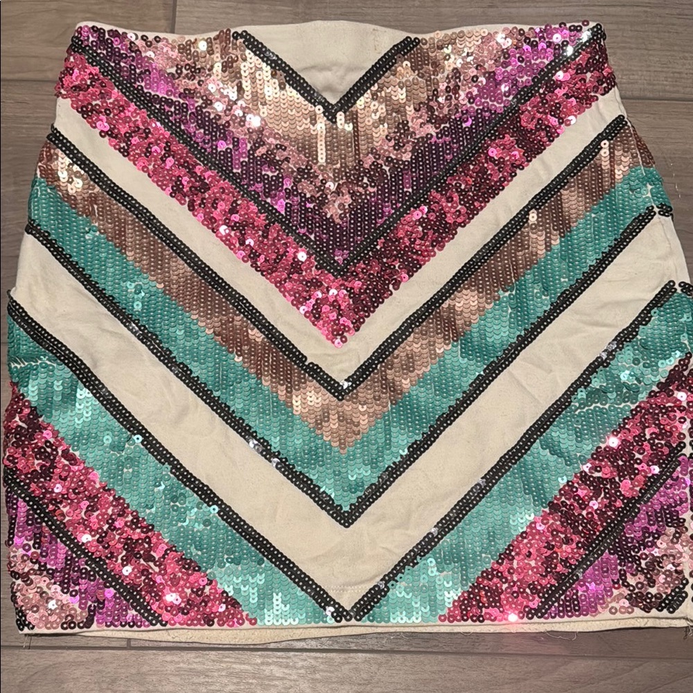 Express White Cream Sequin Pencil Mini Skirt Cocktail